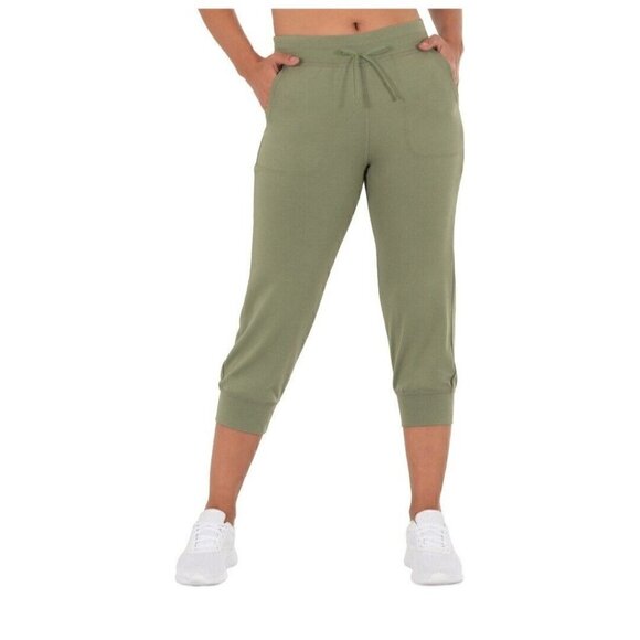 Athletic Works Pants - Athletic Works Women's French Terry Capri Jogger Pants, Green, S (4-6)